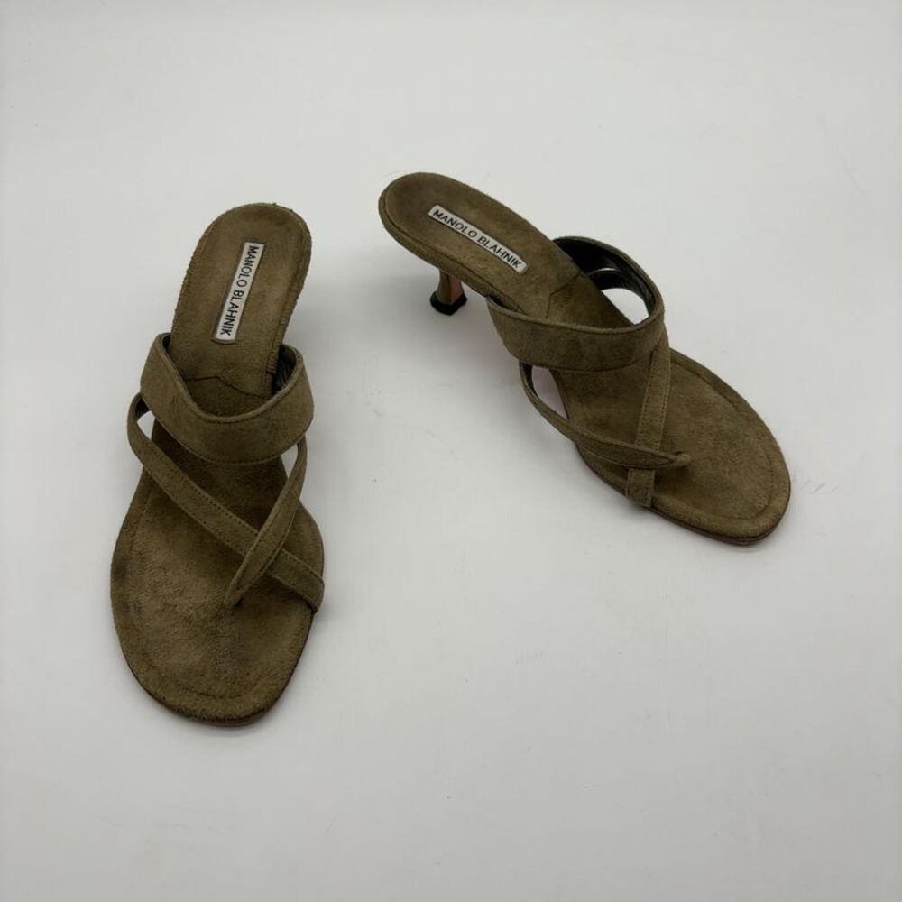 Manolo Blahnik Olive Suede Sandal